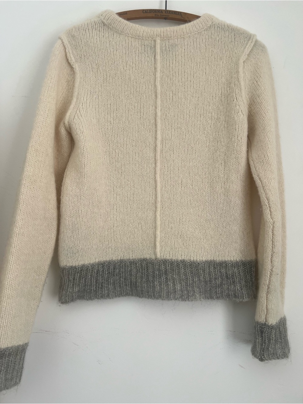 Rag & Bone Cream & Gray Contrast Hem Crewneck mohair blend Sweater - Picture 2 of 4